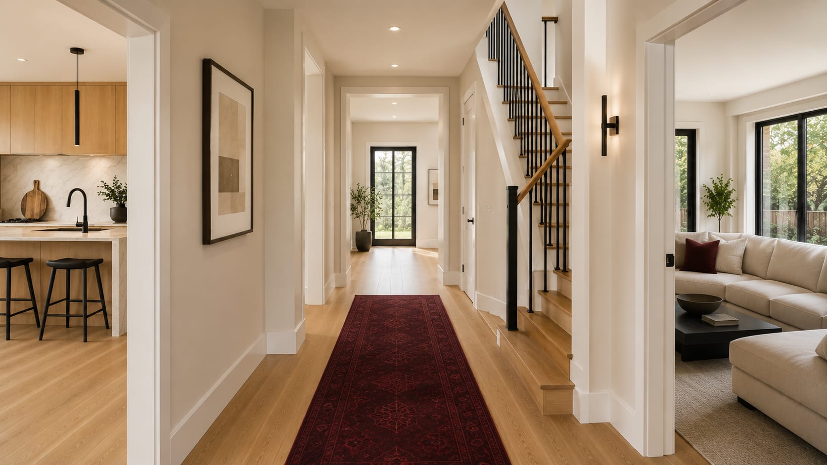 A renovated open interior with refined modern finishes