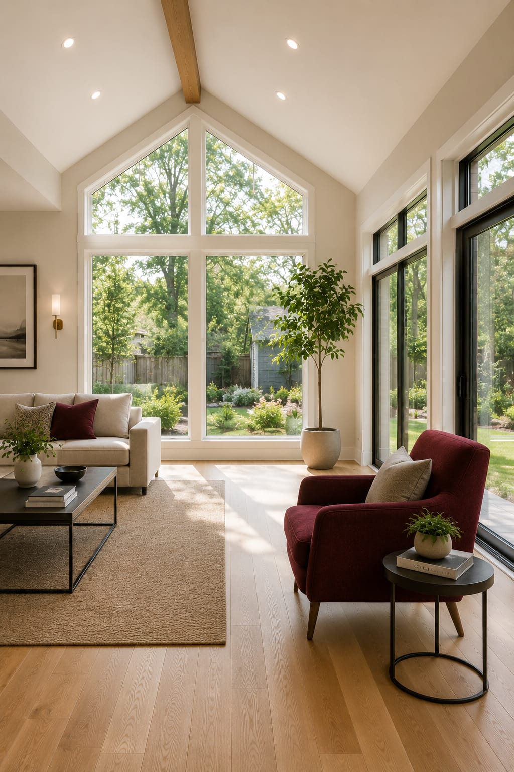 Light-filled new room addition with large windows